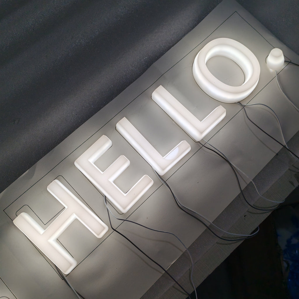 Retail Shop Branding Signage Full Luminous Acrylic Cut Letters Sign Wall 3D Lighted Plastic Sign Letters