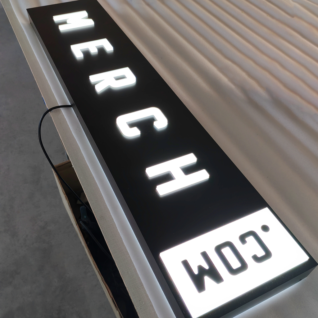 Custom studio led wall signboard stainless steel lightbox sign with 3D push through acrylic letters