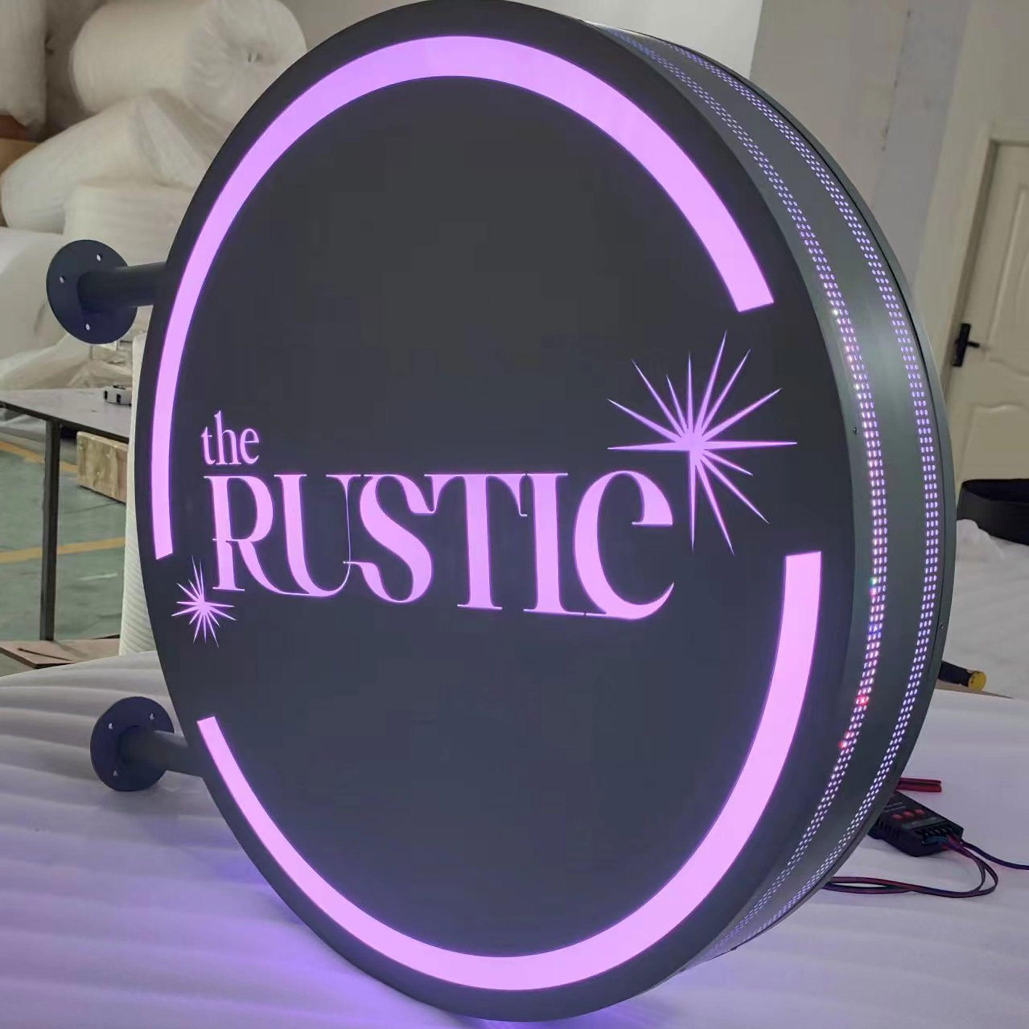 Custom round wall blade sign led double sided illuminated lightbox sig ...