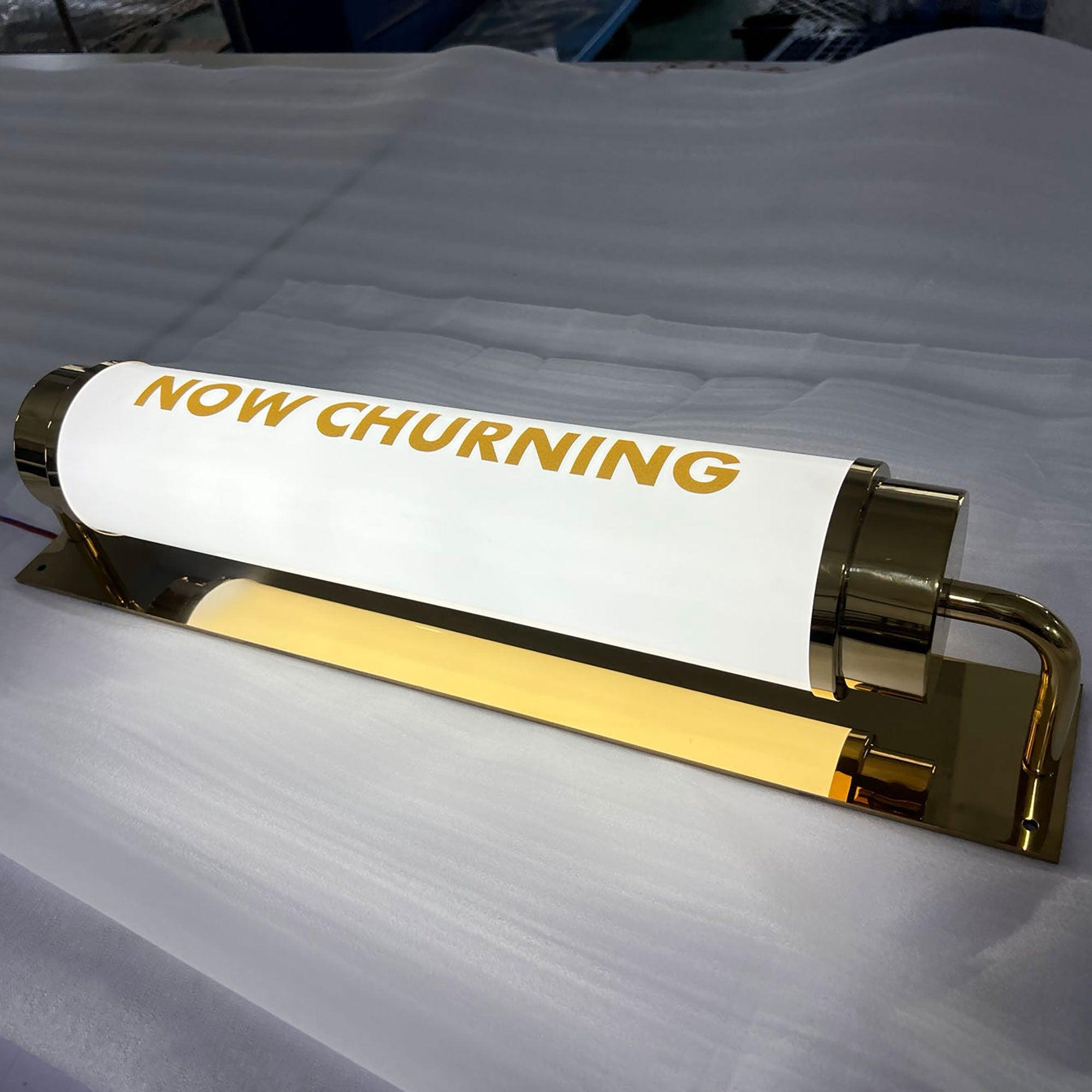 Store front illuminated business signs led round tube lightbox sign waterproof outdoor custom led signs