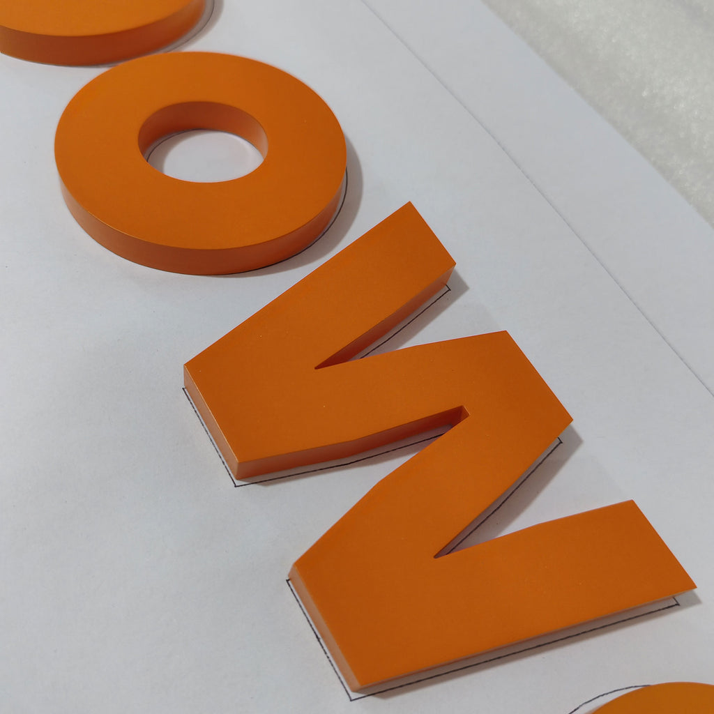 Custom flat cut acrylic letters powder coated office indoor wall signs