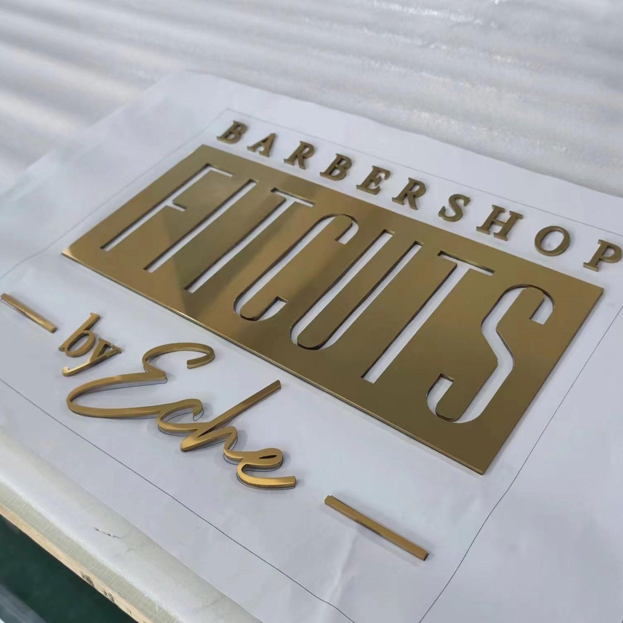 Custom design laer cut stainless steel letters with gold mirror finish