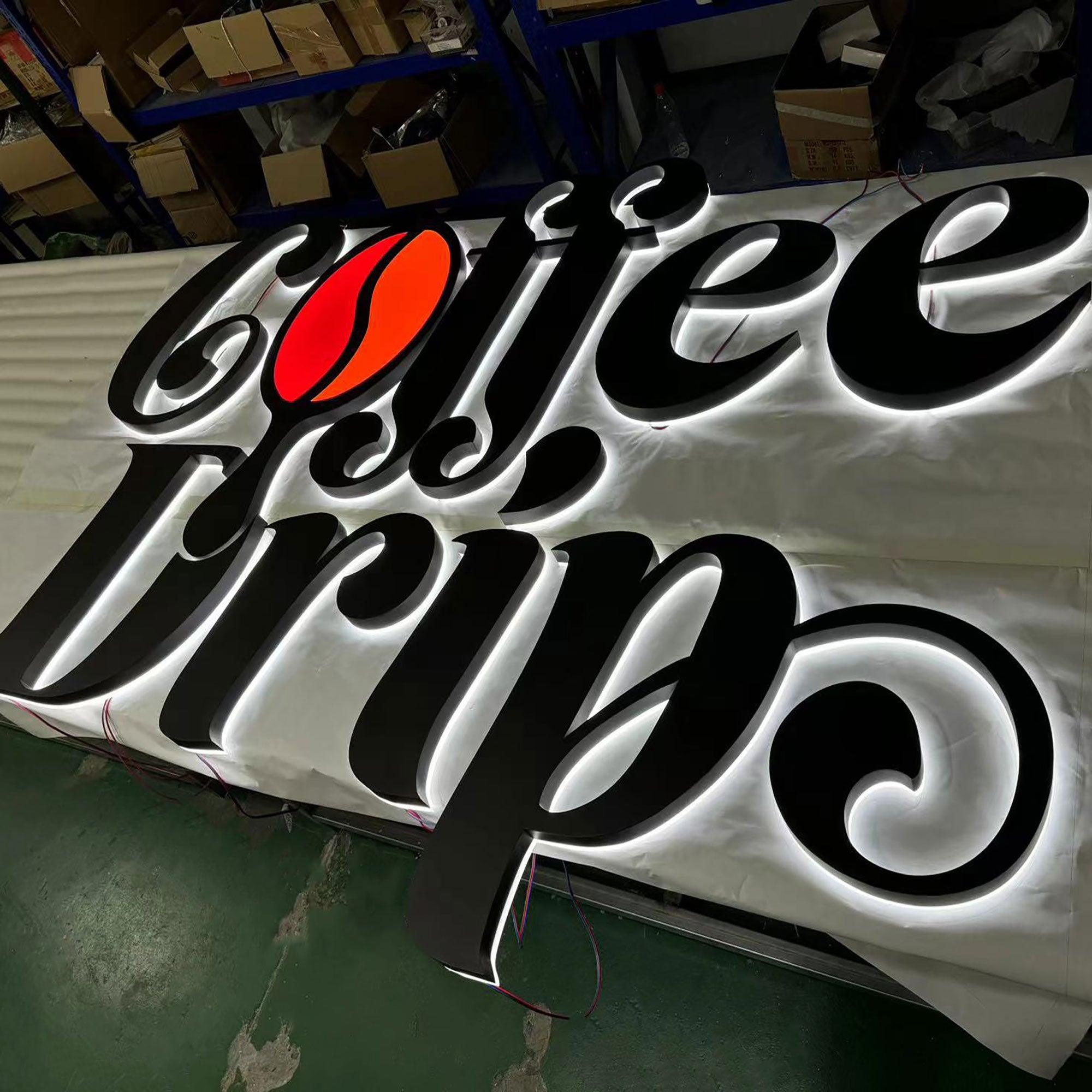 Outdoor waterproof custom stainless steel led reverse lit channel letters signage