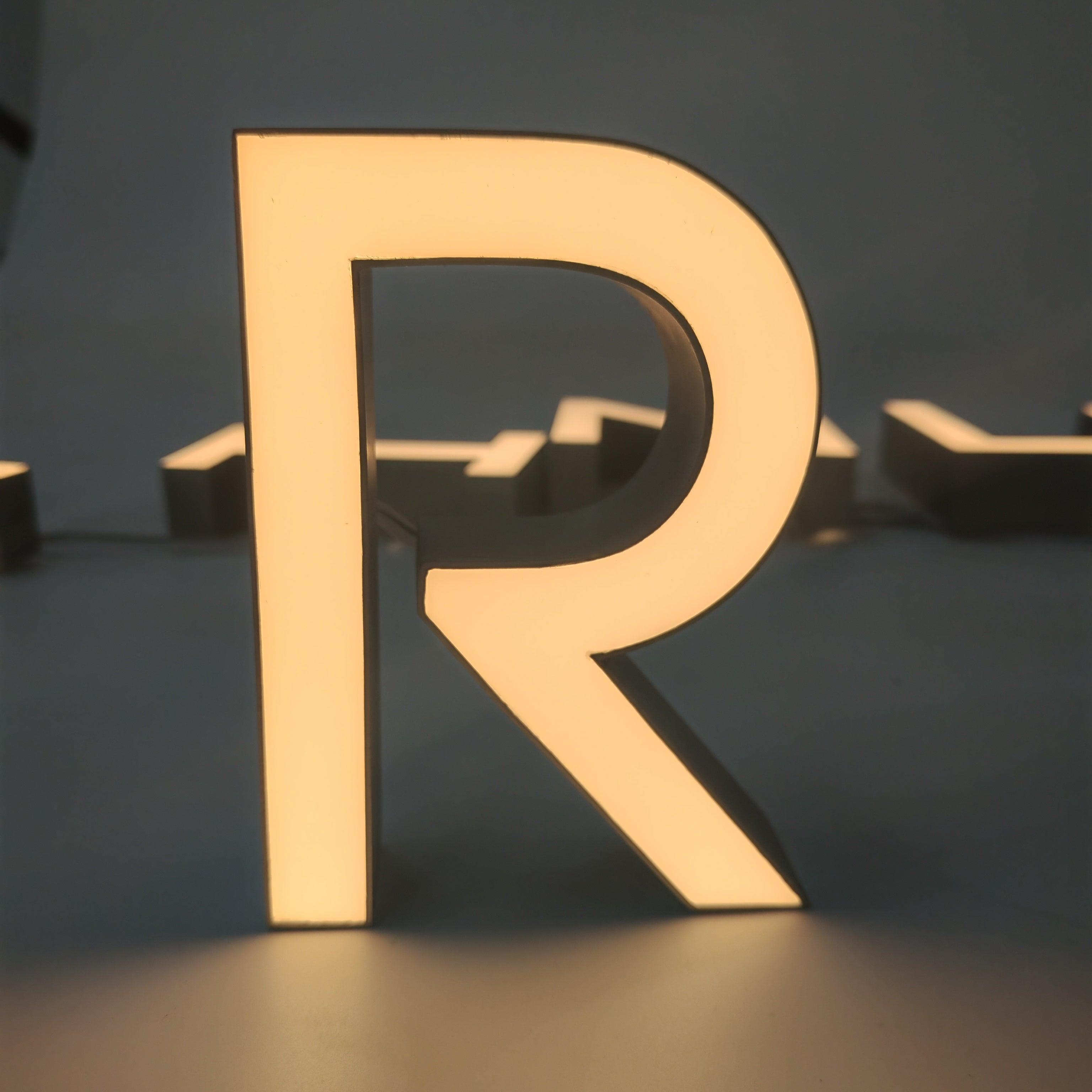 Waterproof led front illuminated channel letters shop outdoor lighted 3D stainless steel letters sign