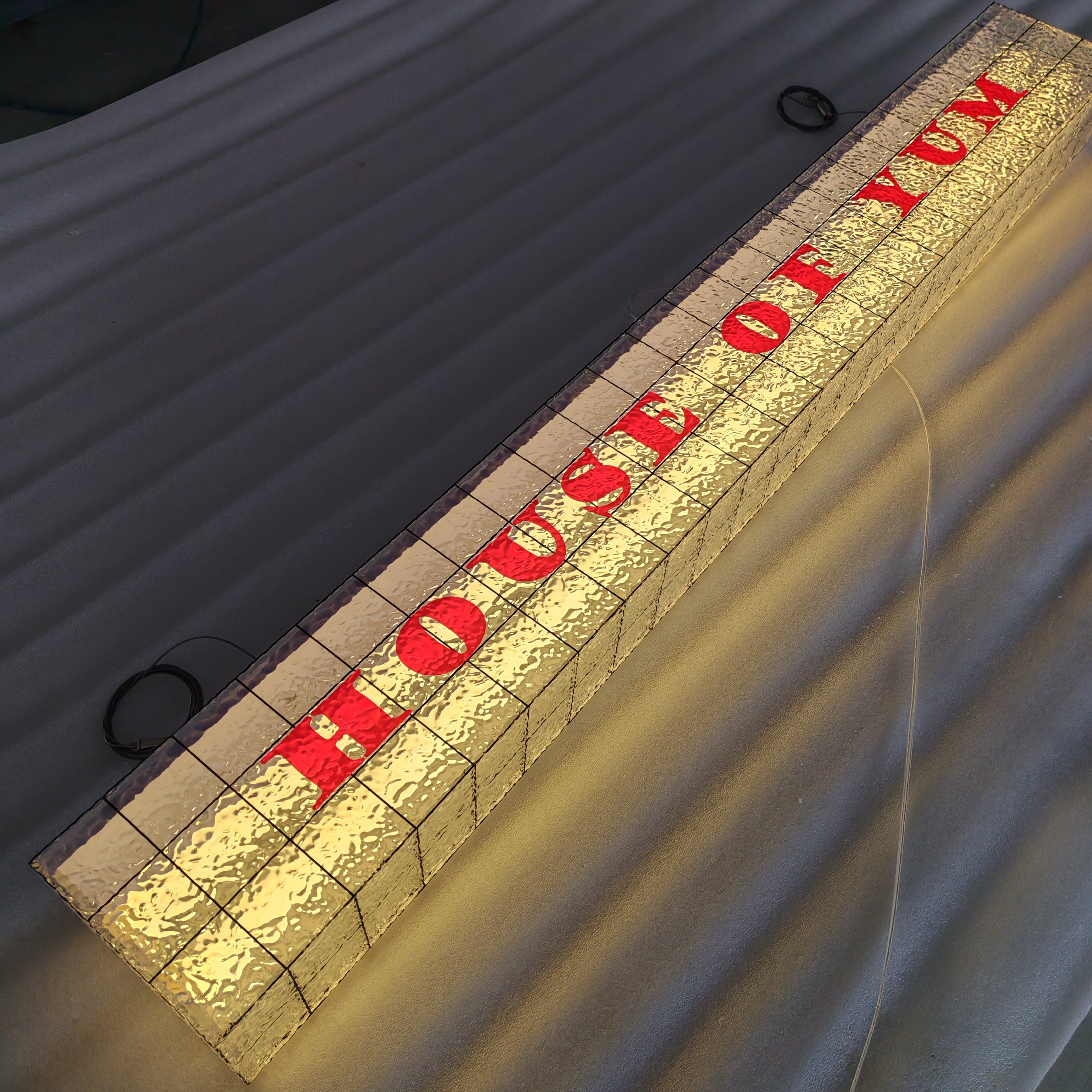 Custom restaurants indoor hanging sign full illuminated acrylic lightbox sign stone texture led signs