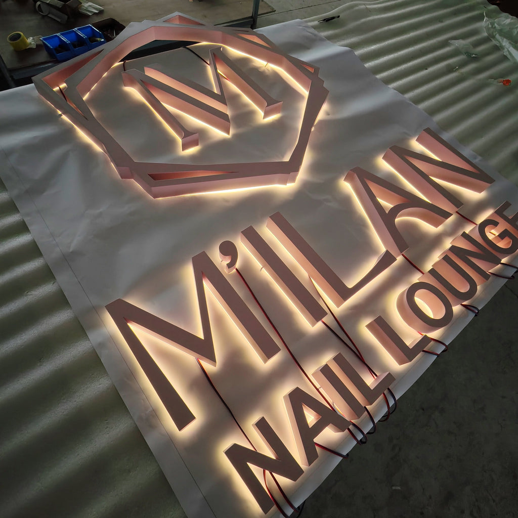 Commercial led signs 3d light up channel letters office indoor stand off the wall halo-lit sign letters