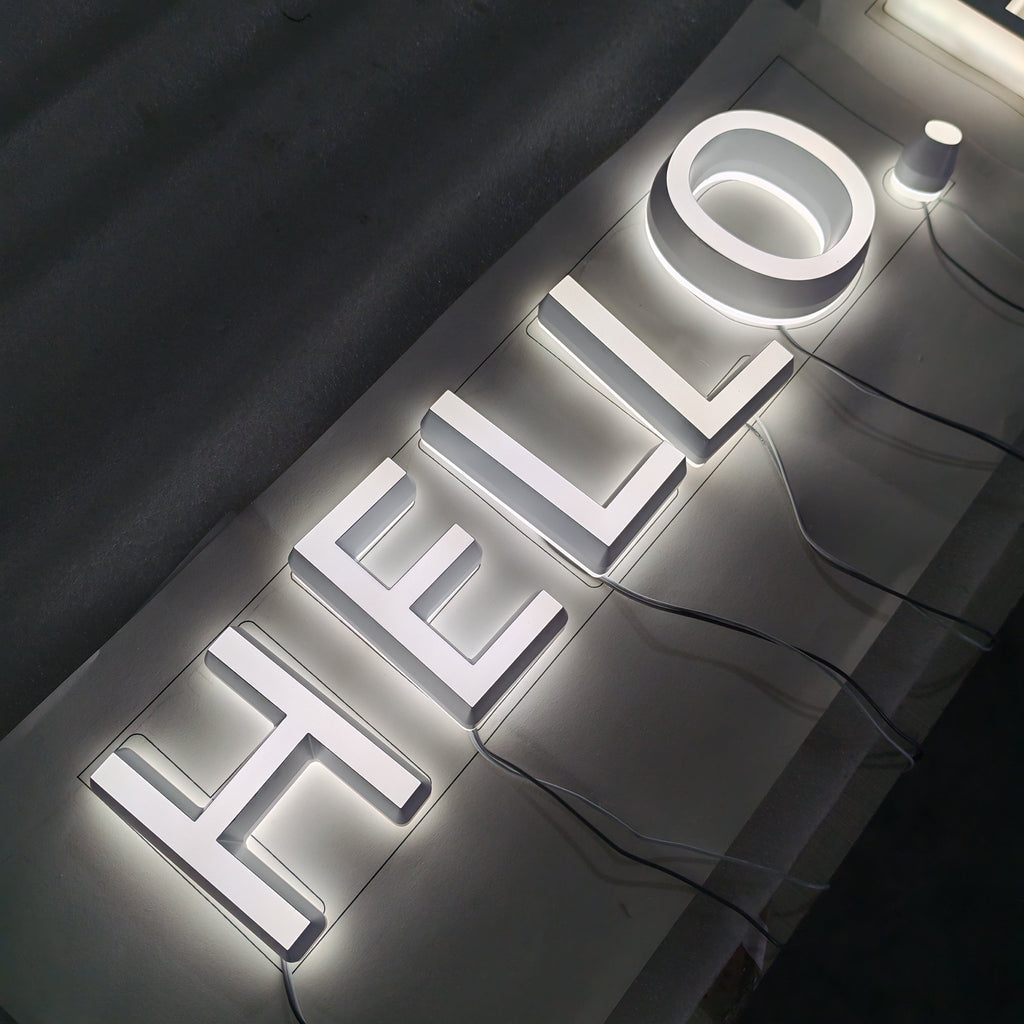 Custom LED 3D Acrylic Cut Letters Salon Shop Indoor Reception Wall Double-Sided Illuminated Signs