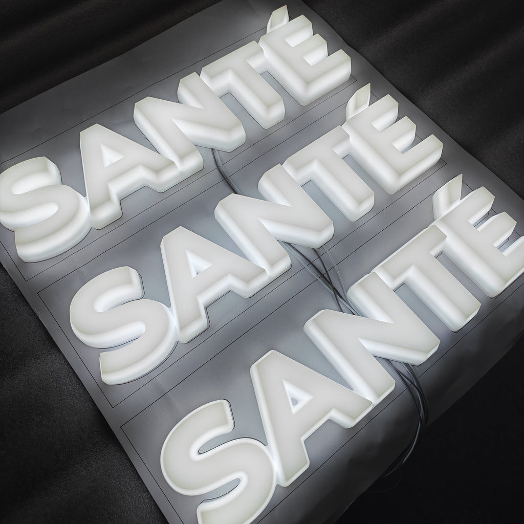 CNC cut Solid Acrylic LED Sign Letters Front Sides Illuminated Office Reception Wall Signs