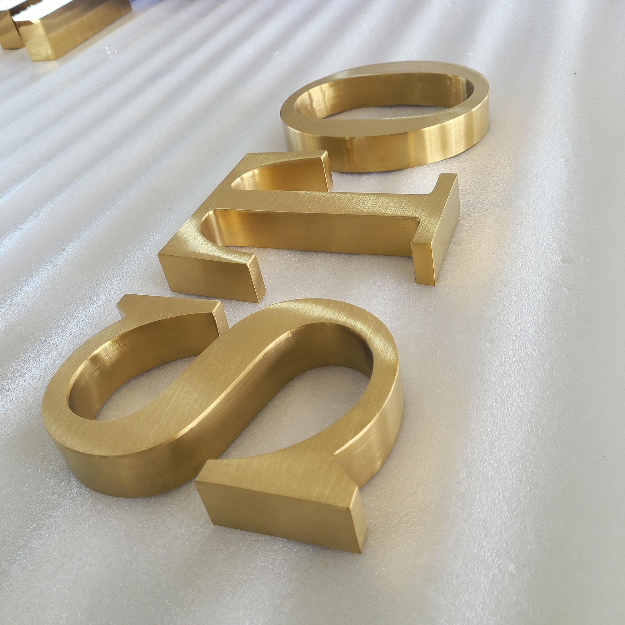 Custom Law Firm Name Signs Brushed Gold 3D Channel Letters Sign Luxury Brand Signs