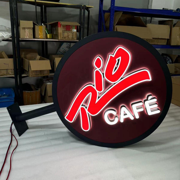 Shop front wall blade sign custom design led double sided illuminated ...
