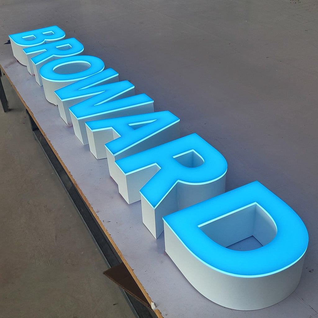 Custom building exterior signs stainless steel led channel letters brand logo illuminated 3d signs