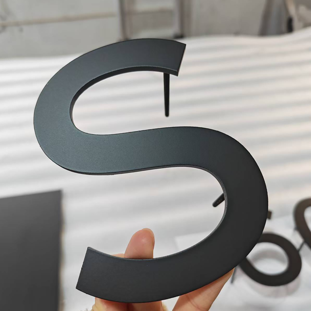 Salon shop indoor reception wall metal signs stud mounted stainless steel cut letters signage