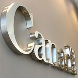 Metal 3D logo Brushed Surface Silver Non Illuminated Channel Letters Indoor Lobby Signage