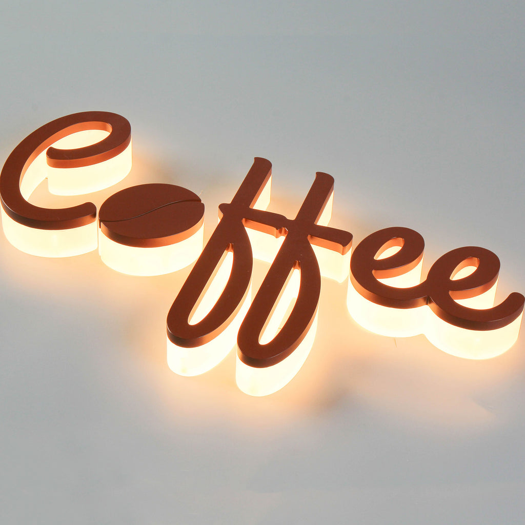 Outdoor Acrylic Led Letters Back Illuminated Commercial LED Sign Lights for Coffee Shop