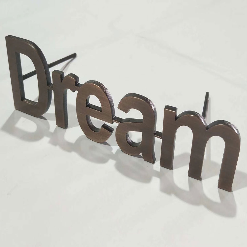 Copper finish brushed surface letters sign solid cut bronze letters logo stud mounted on the wall
