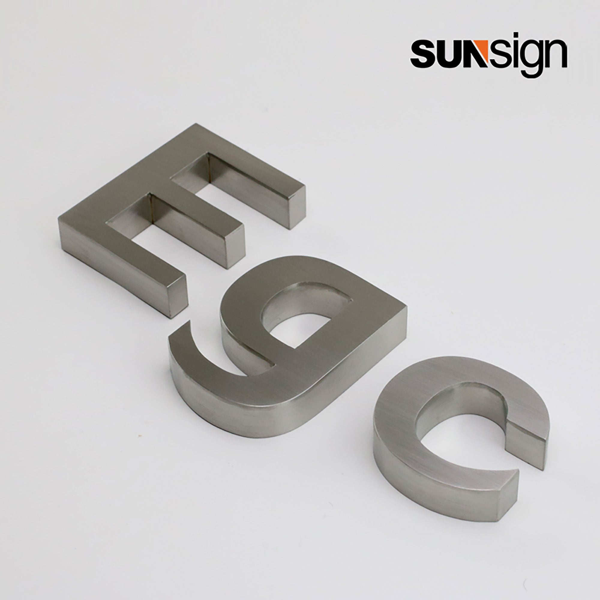 Company sign silver brushed finish metal 3D channel letters for wall indoor business decor