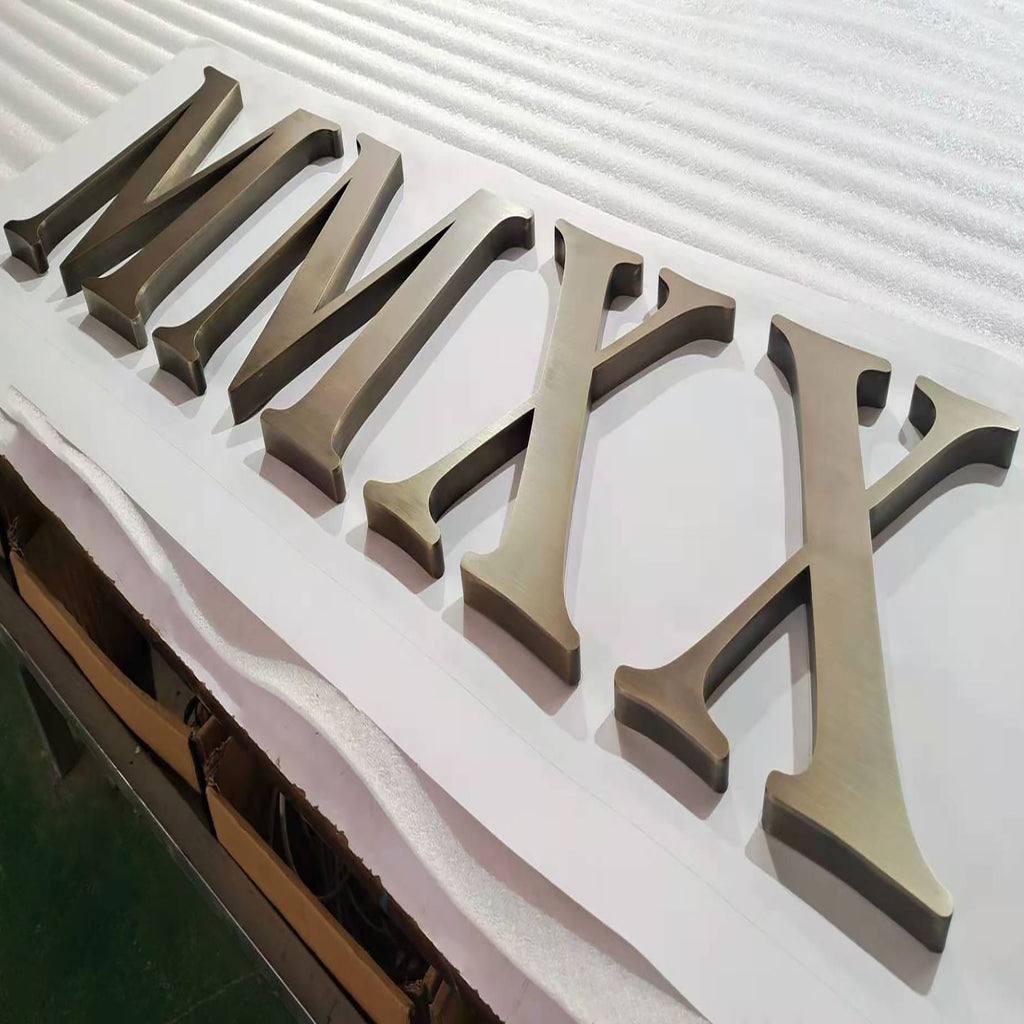 Brushed Vintage Metal Non Illuminate Signage Letters Customized Brass Channel letters Signs