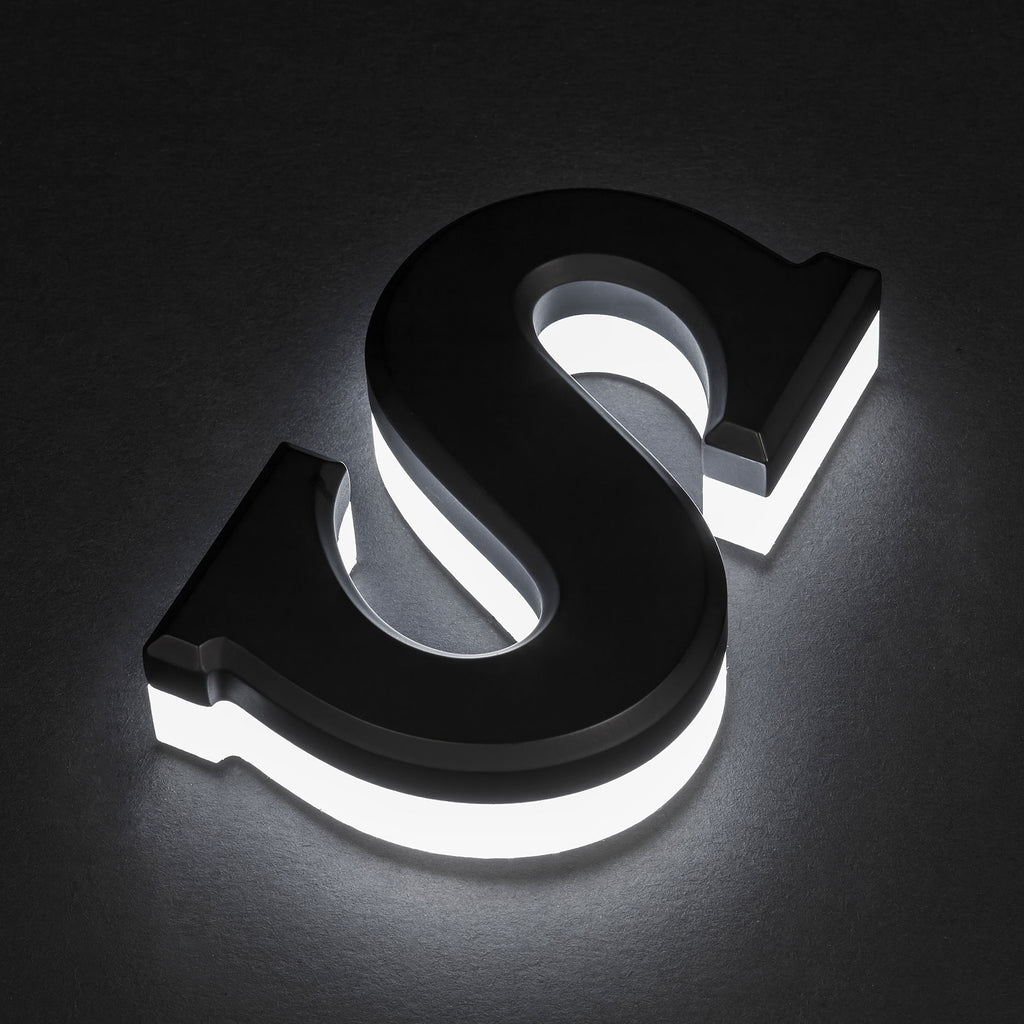 Lighted Stainless Steel Fabricated Channel Letter Back Illuminated 3d Business Store Led Signs