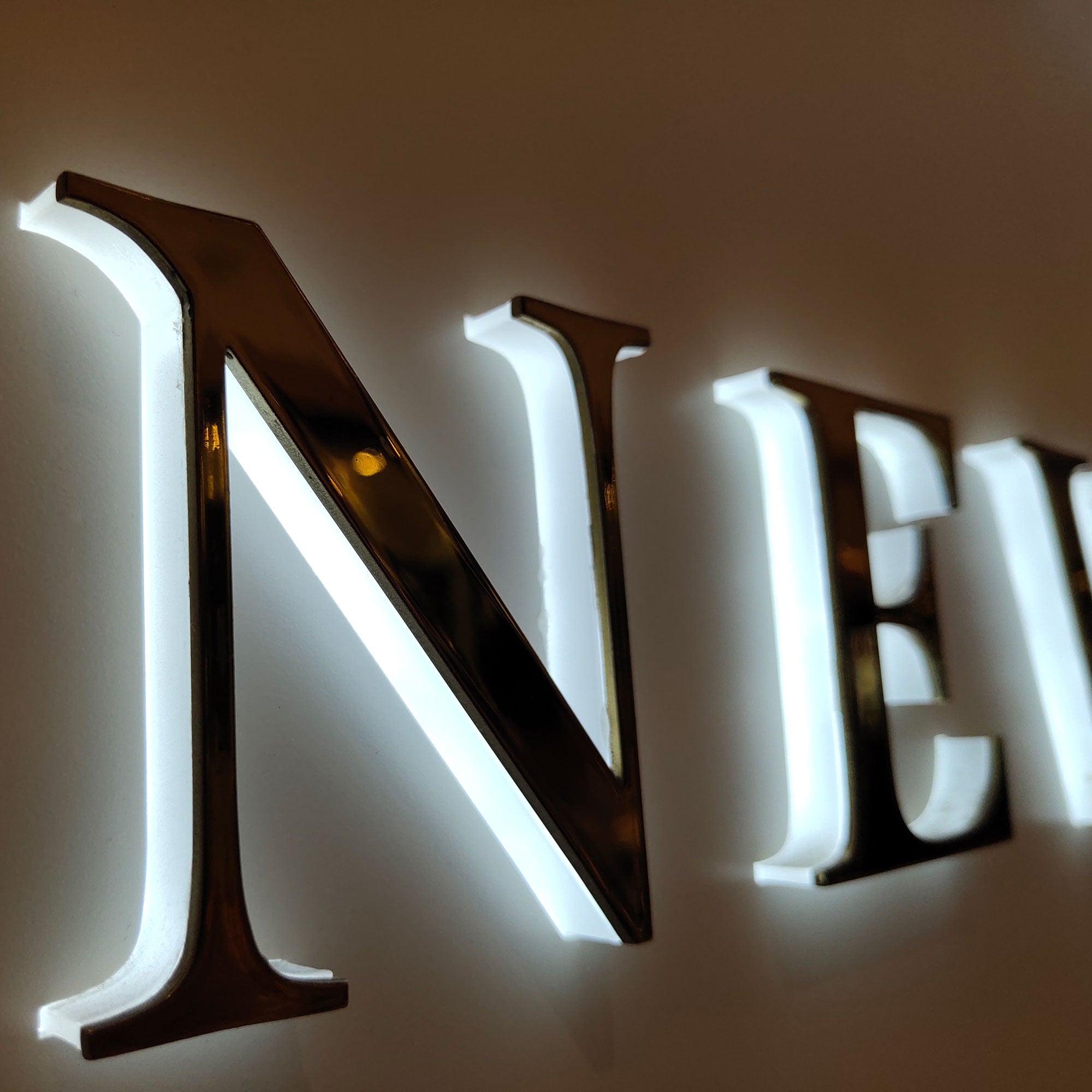 Custom Business Sign Lighted Outdoor Waterproof Metal Letters Backlit 3D Wall Acrylic Letter
