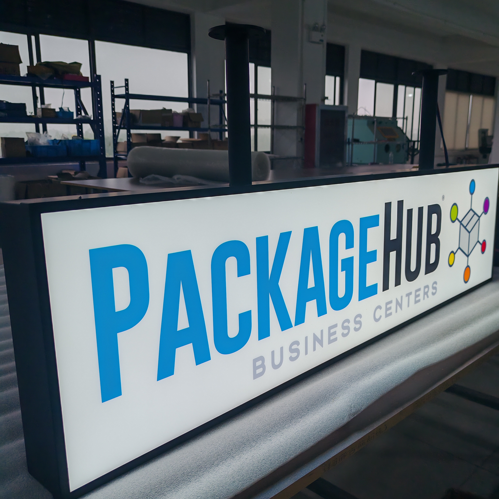 Shop Door Front Hanging Illuminated Signboard Custom Design LED Cabinet Sign Stainless Steel Fabricated Acrylic Light Box