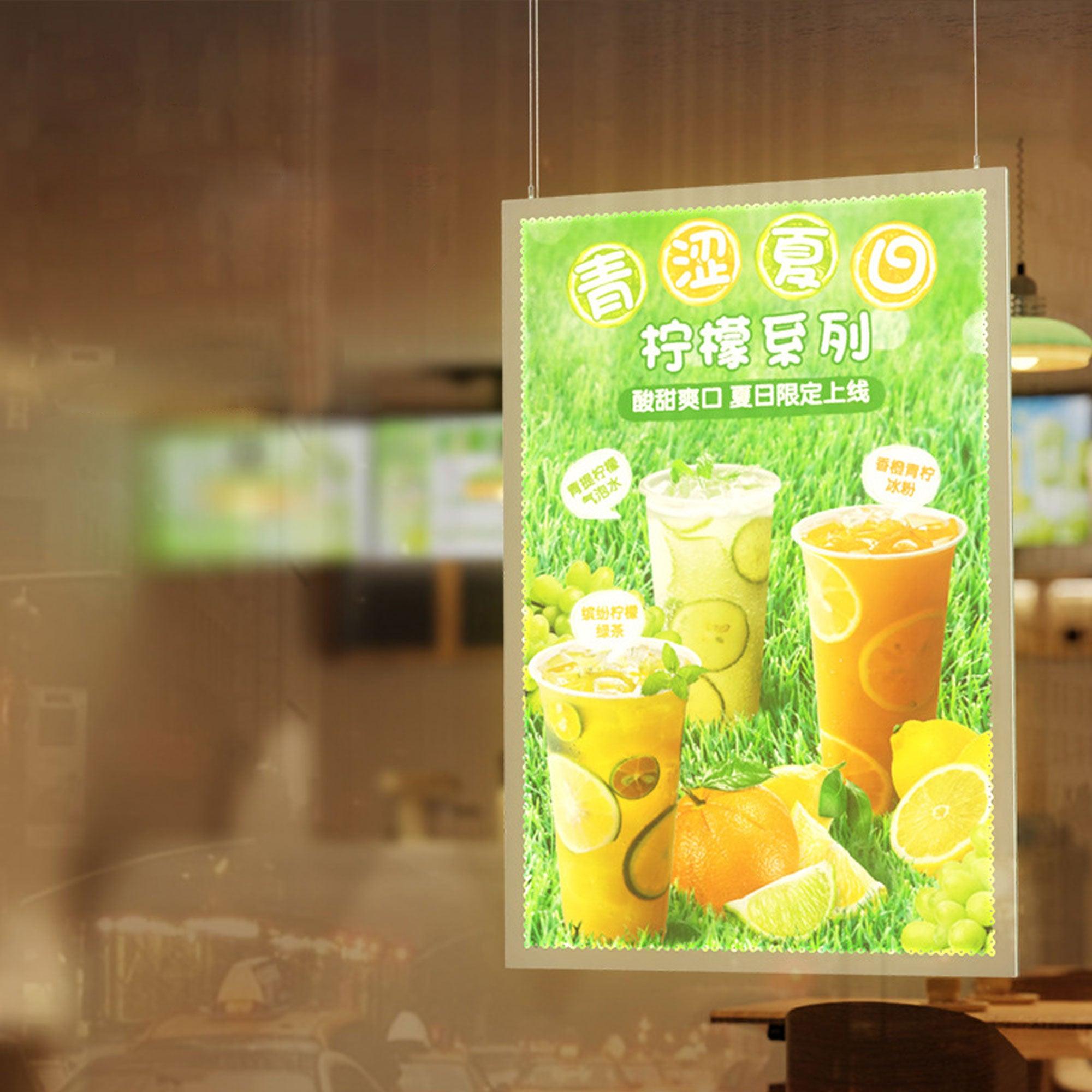 Bar restaurant coffee shop light box led menu poster display screen hanging ultra-thin light box