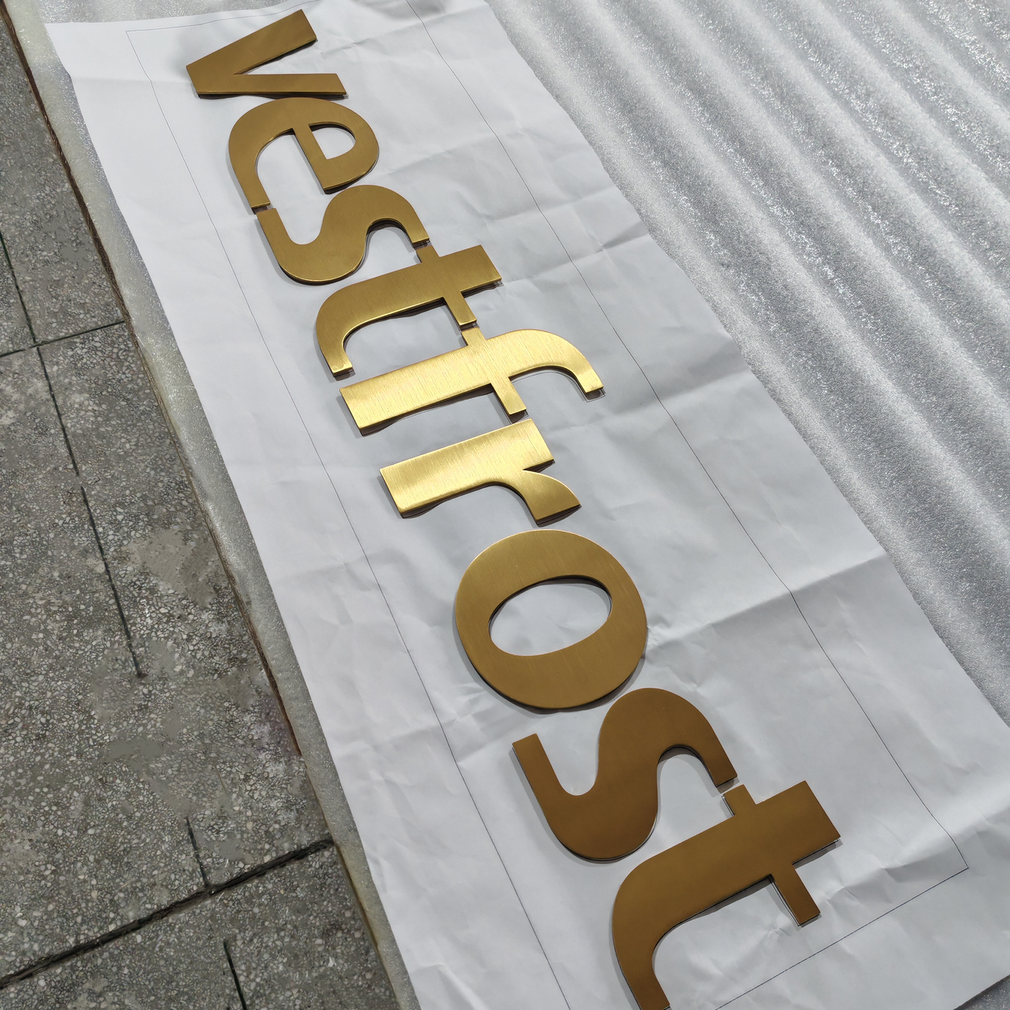 3D Solid Metal Sign Letters Laser Cutting Gold Brushed Letters Company Advertising Interior Stainless Steel Sign