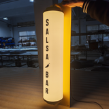 Custom Illuminated Signage Store Door Front Round Tube Light Box Wall Acrylic Full Lit Lightbox