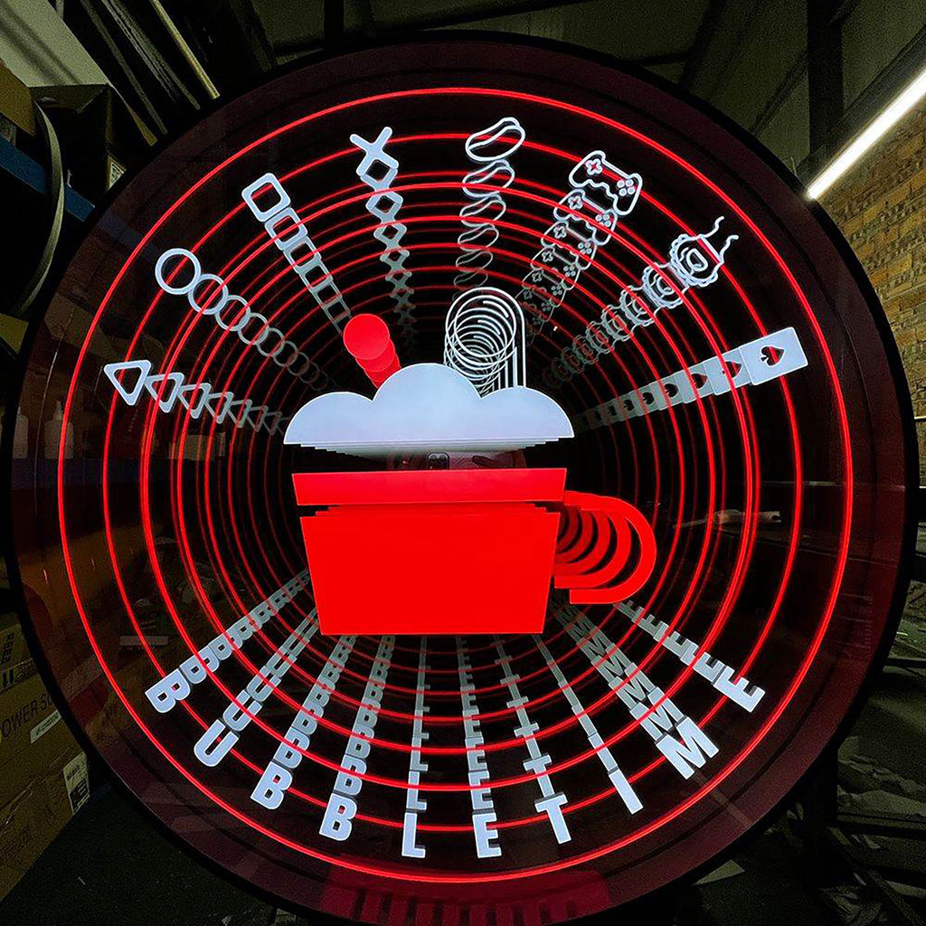 Customized 3D round lightbox wall mounted illuminated sign led infinity mirror light for decor