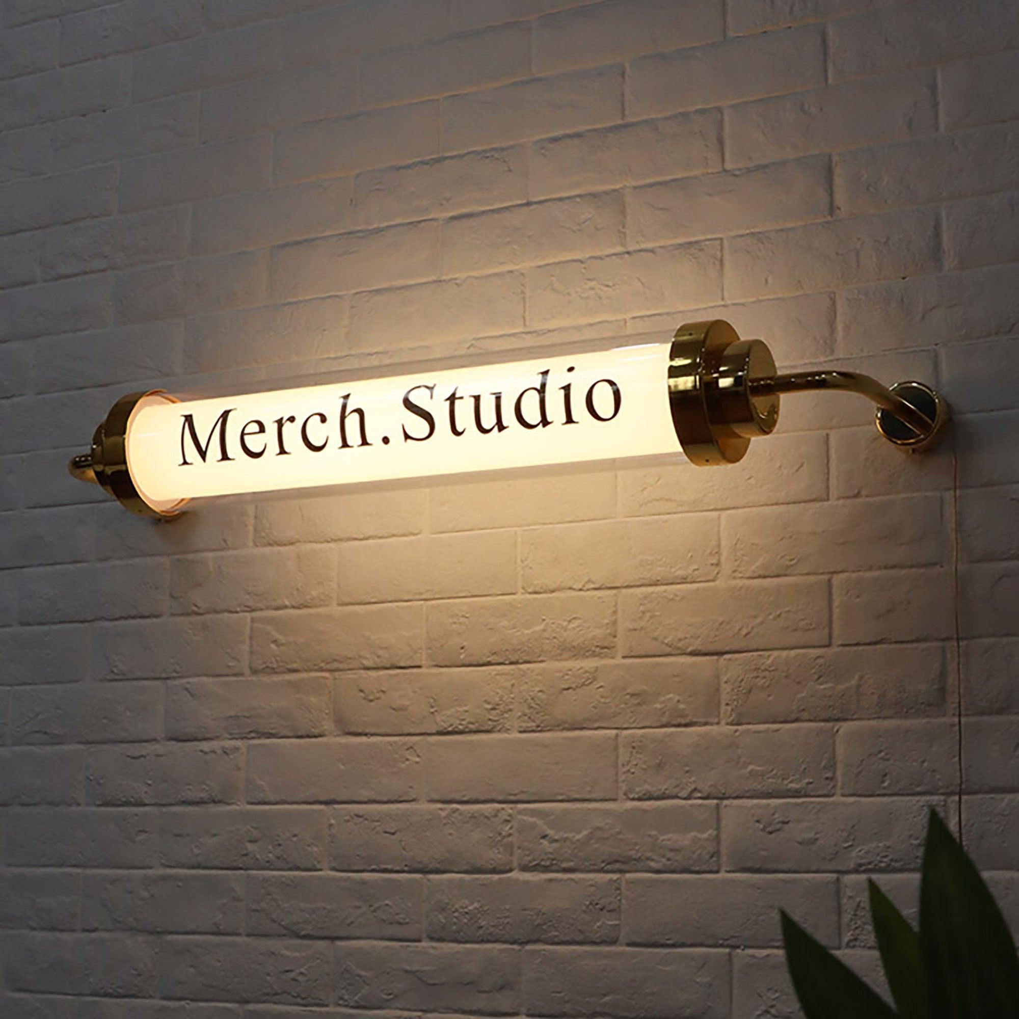 Indoor custom store logo sign round led tube light box sign illuminated coffee shop led sign