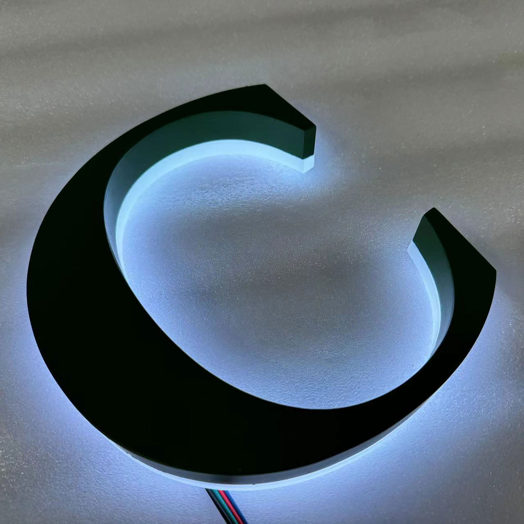 3D Metal Letters Signage RGB Led Color Changing Halolit Letters Shop Front Backlit Stainless Steel Channel Letters Sign