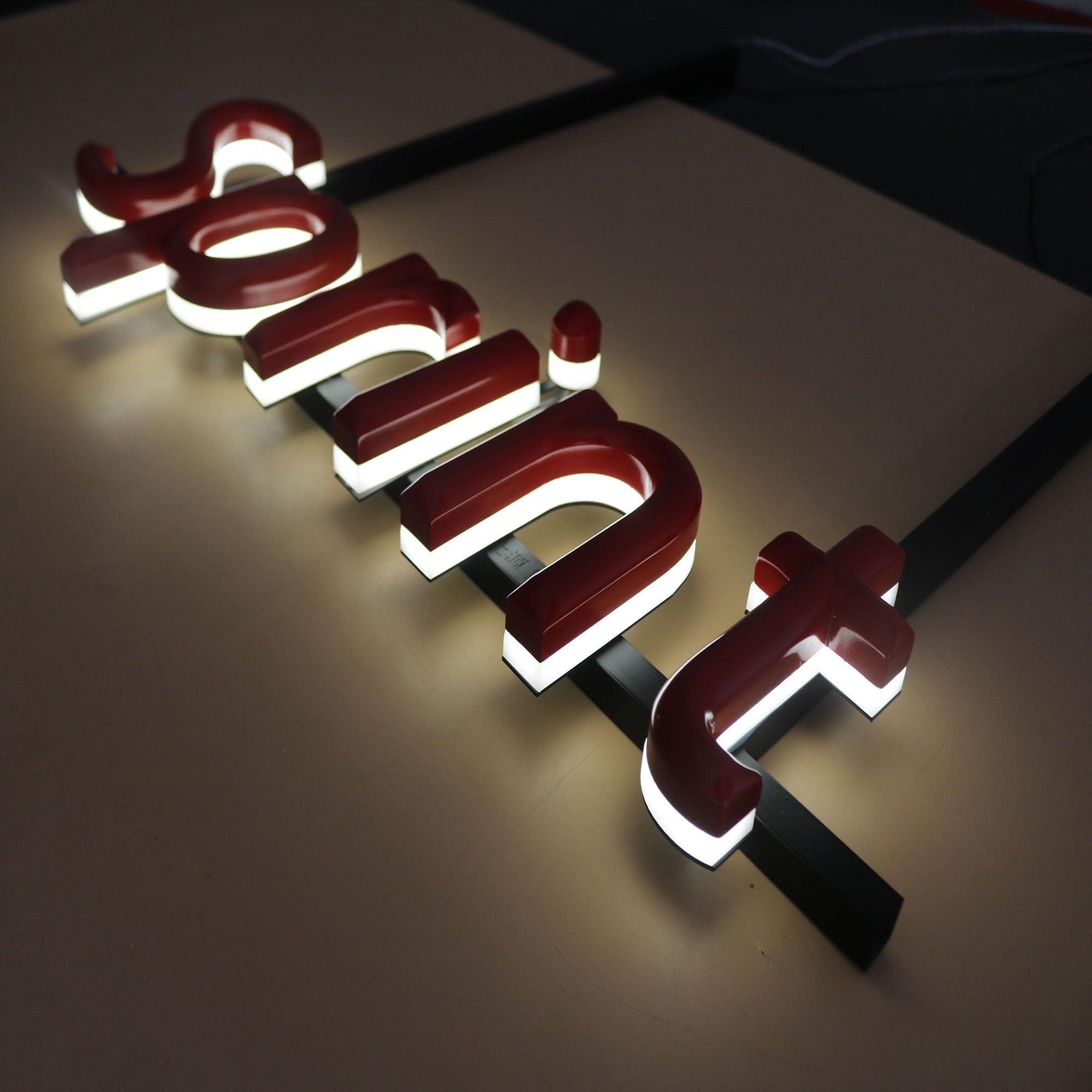 Custom hanging shopfront acrylic small mini led letters acrylic light ...