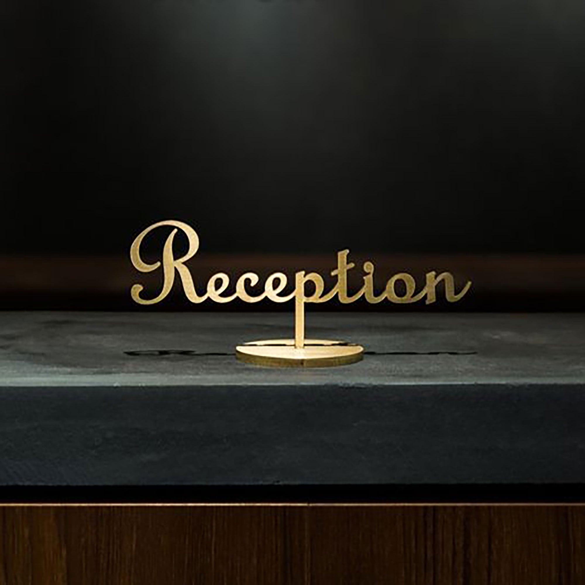 Reception Sign Lettering Custom Stainless Steel Hotel Signage Free Standing 3D Cut Letters Fron ...