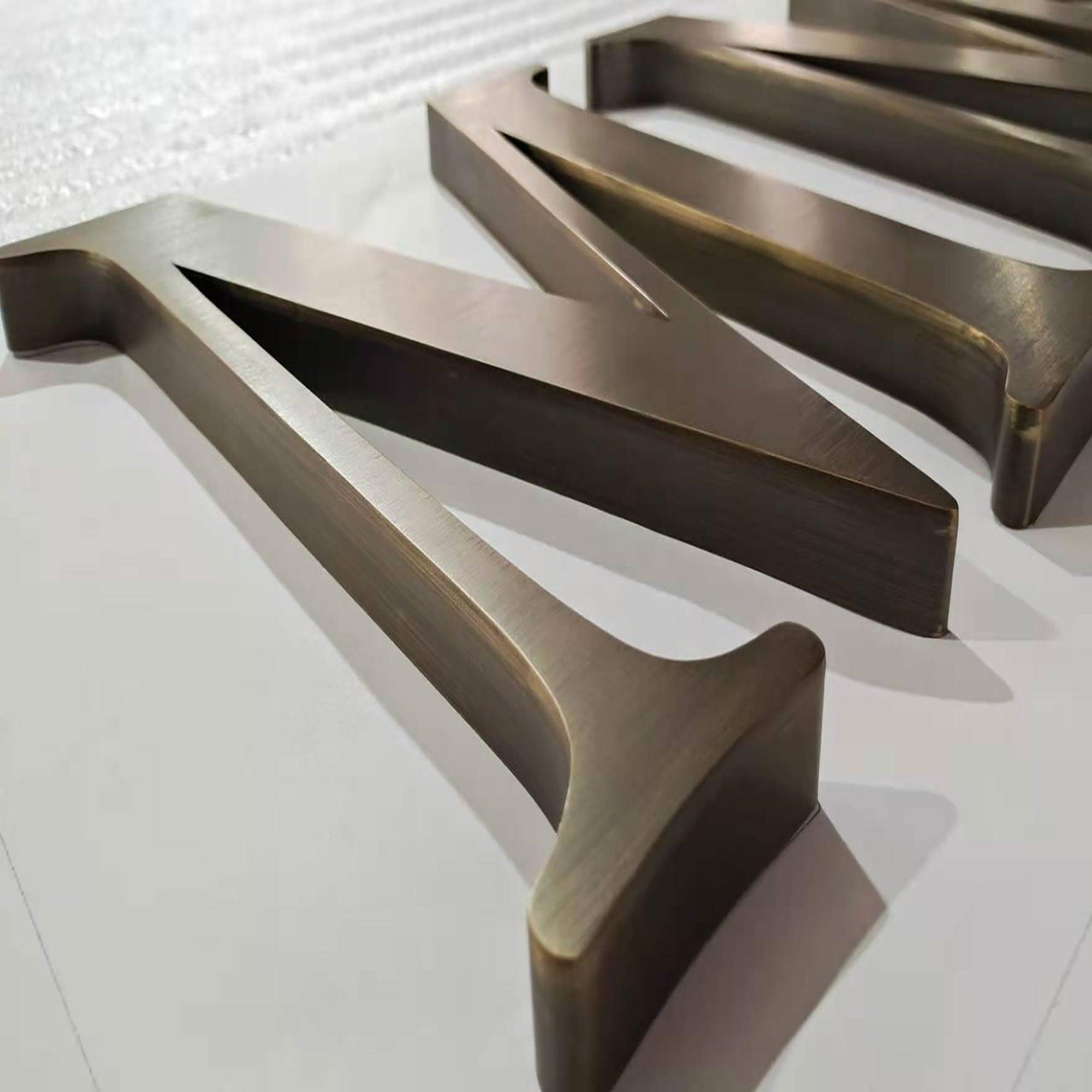 Brushed Vintage Metal Non Illuminate Signage Letters Customized Brass Channel letters Signs