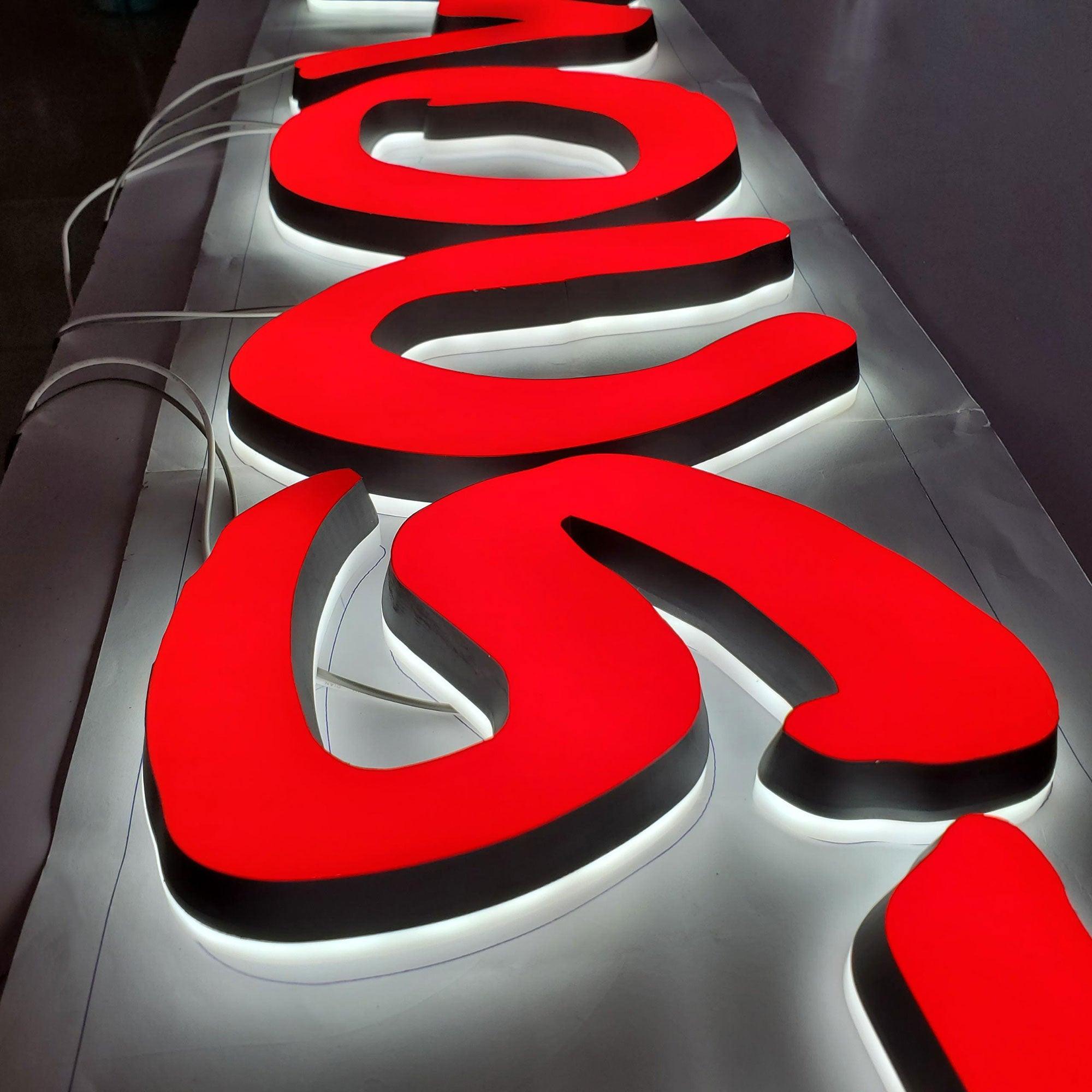 Shop front solid cut acrylic letters wall mounted double lit mini acry ...