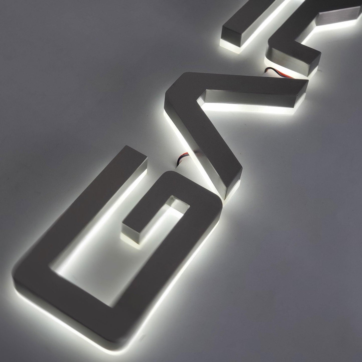 Custom Led CNC Cutting Stainless Steel Silver Color Backlit Letter Sign 3D Reverse Lit Decorative Metal Alphabet