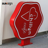 Custom business display led acrylic light box wall led sign coffee restaurant outdoor blade sign