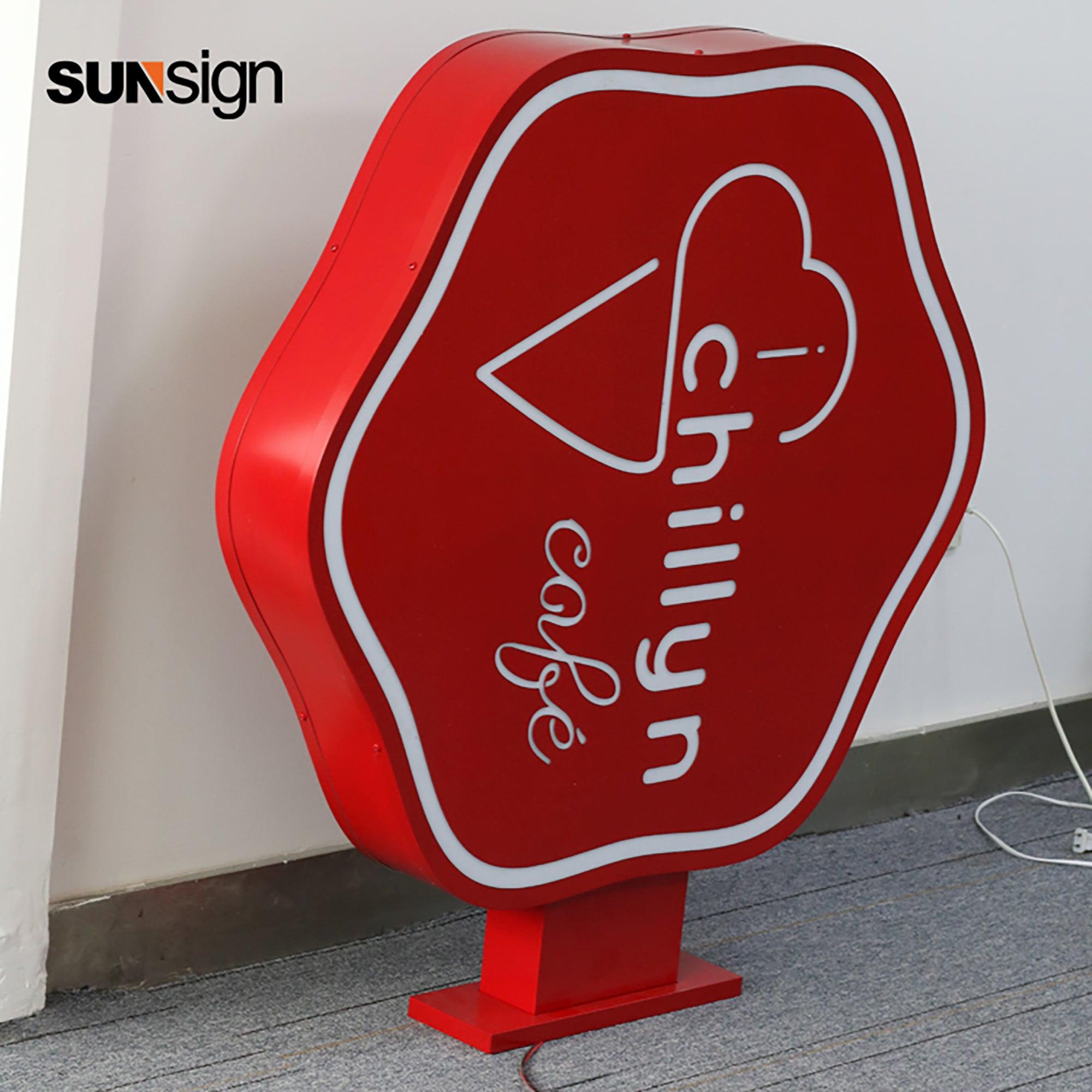 Custom business display led acrylic light box wall led sign coffee restaurant outdoor blade sign