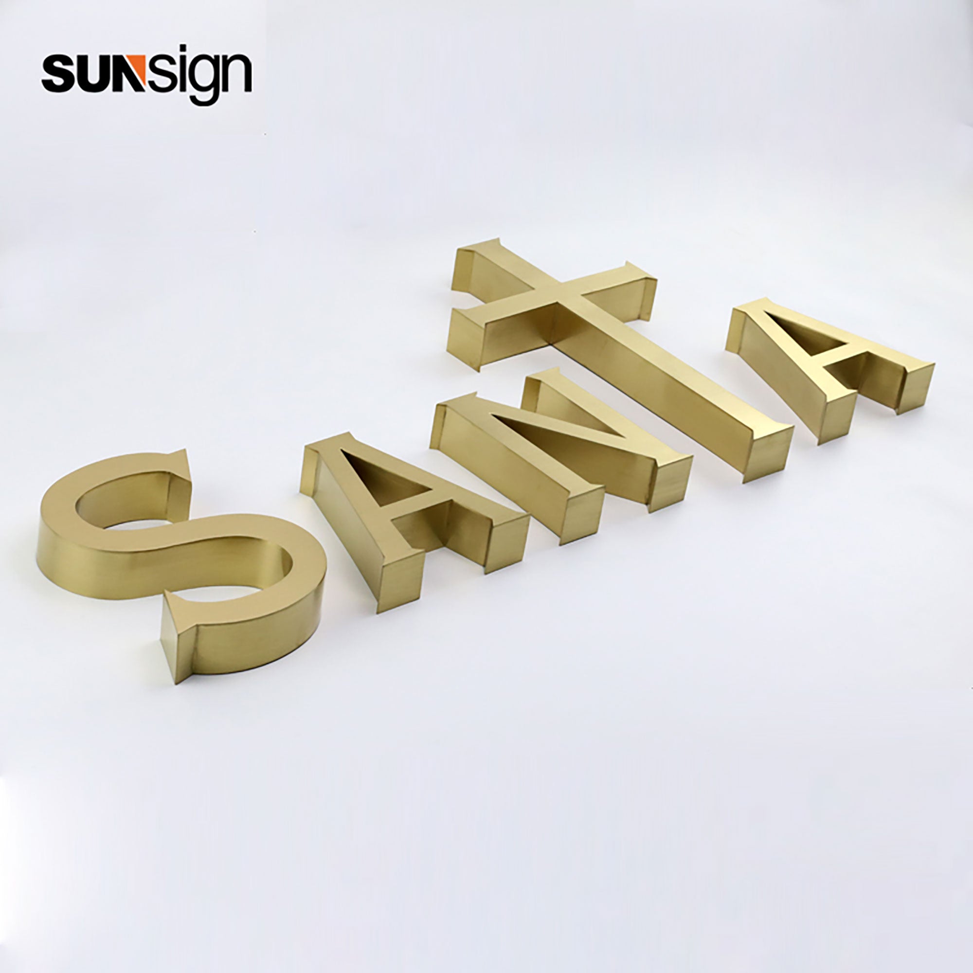 3D Metal Logo Gold Coated Stainless Steel Channel Letters For Indoor Office Company Wall Signs