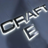 Custom led sign acrylic brushed silver channel letter 3d backlit signage logo reverse lit shopfront sign