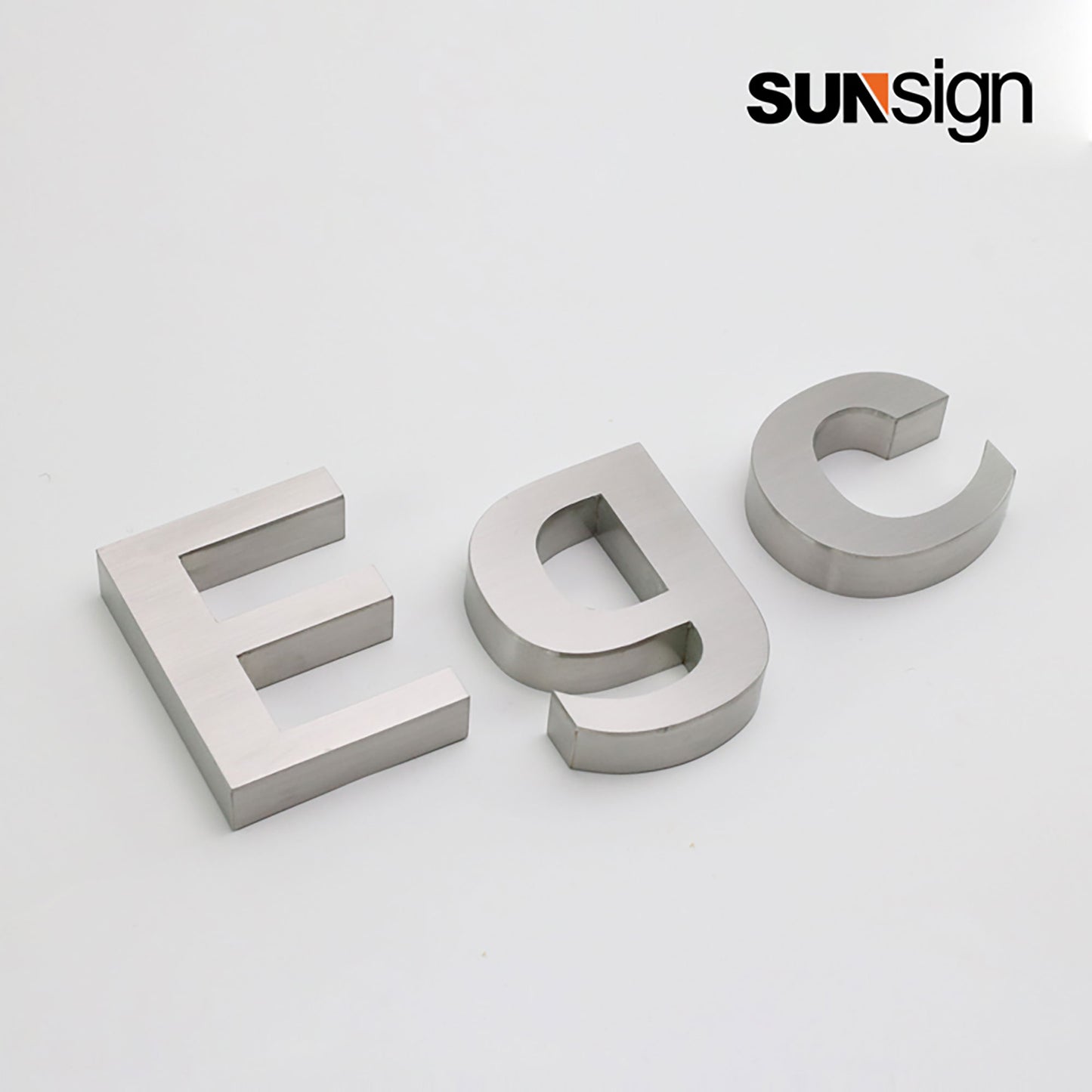 Company sign silver brushed finish metal 3D channel letters for wall indoor business decor