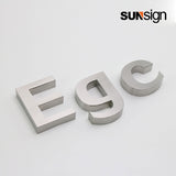 Company sign silver brushed finish metal 3D channel letters for wall indoor business decor