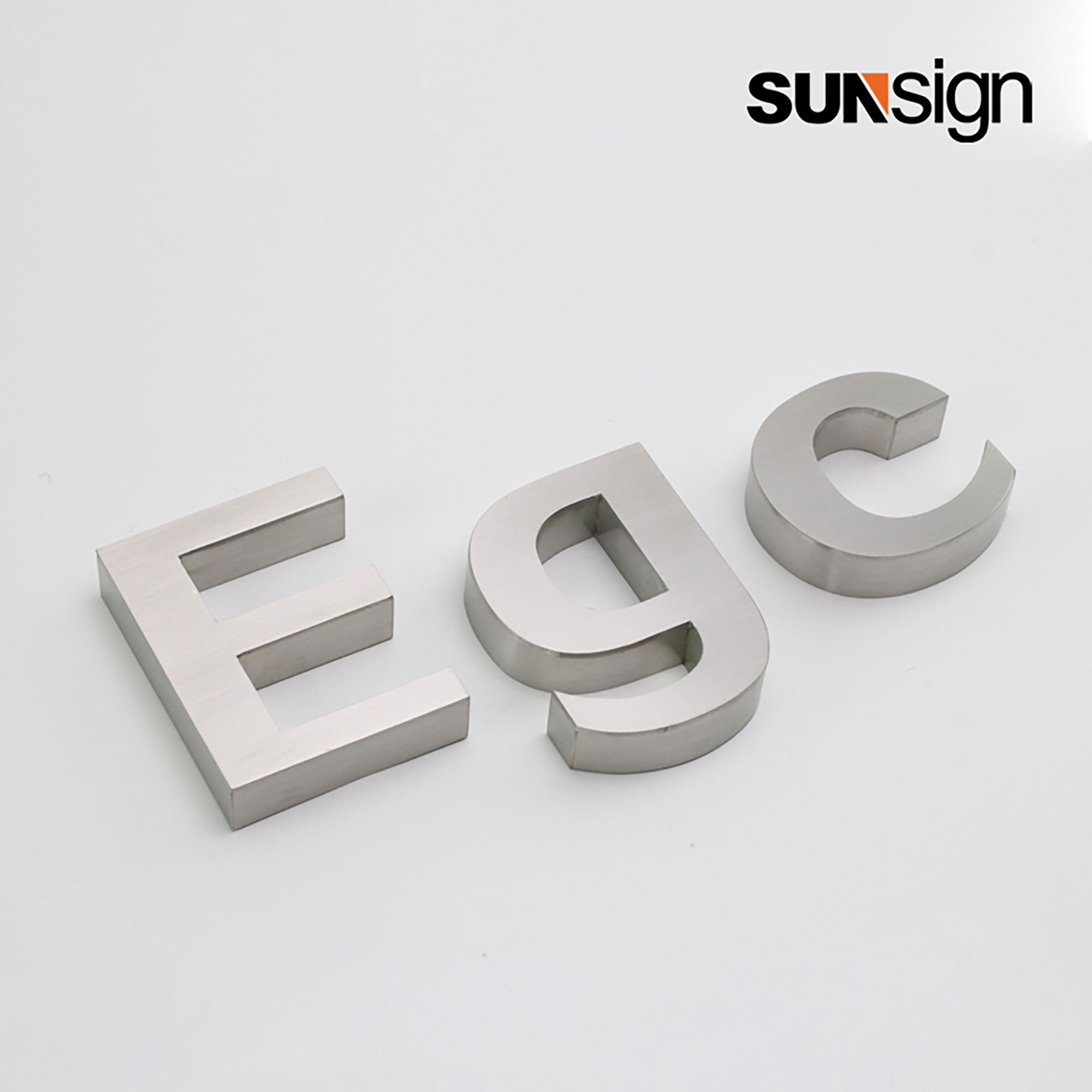 Company sign silver brushed finish metal 3D channel letters for wall indoor business decor