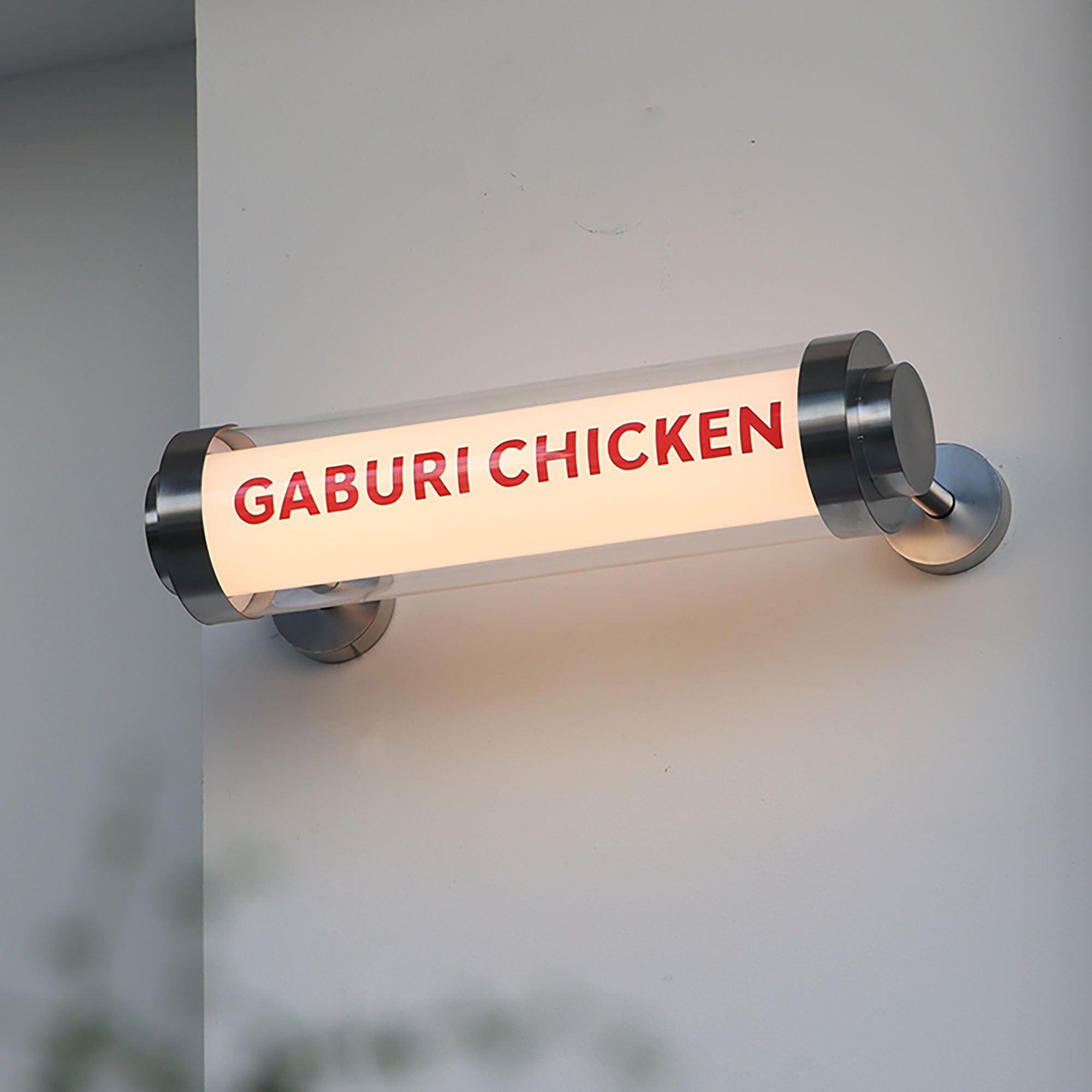 Acrylic cylindrical luminous light box stainless steel doorstep round tube hanging lightbox sign