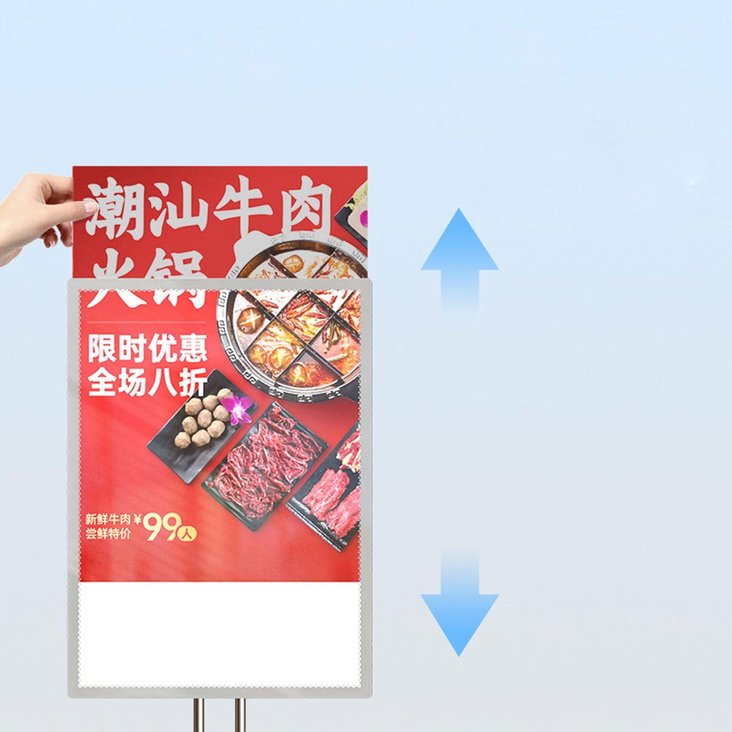 Free Standing Tempering Glass Ultra Thin Lightbox Adjustable Portable LED Advertising Screen Display