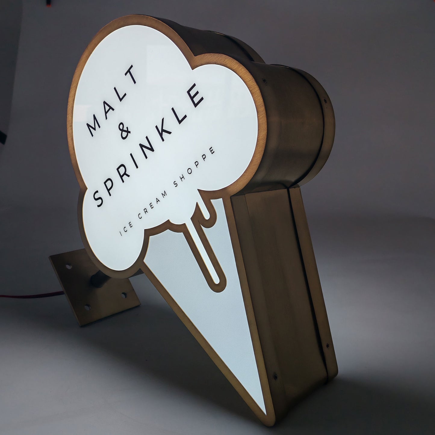 Custom Ice Cream Shope Wall Blade Double Sided Led Lightbox Signs Outdoor Business Illuminated Signboard