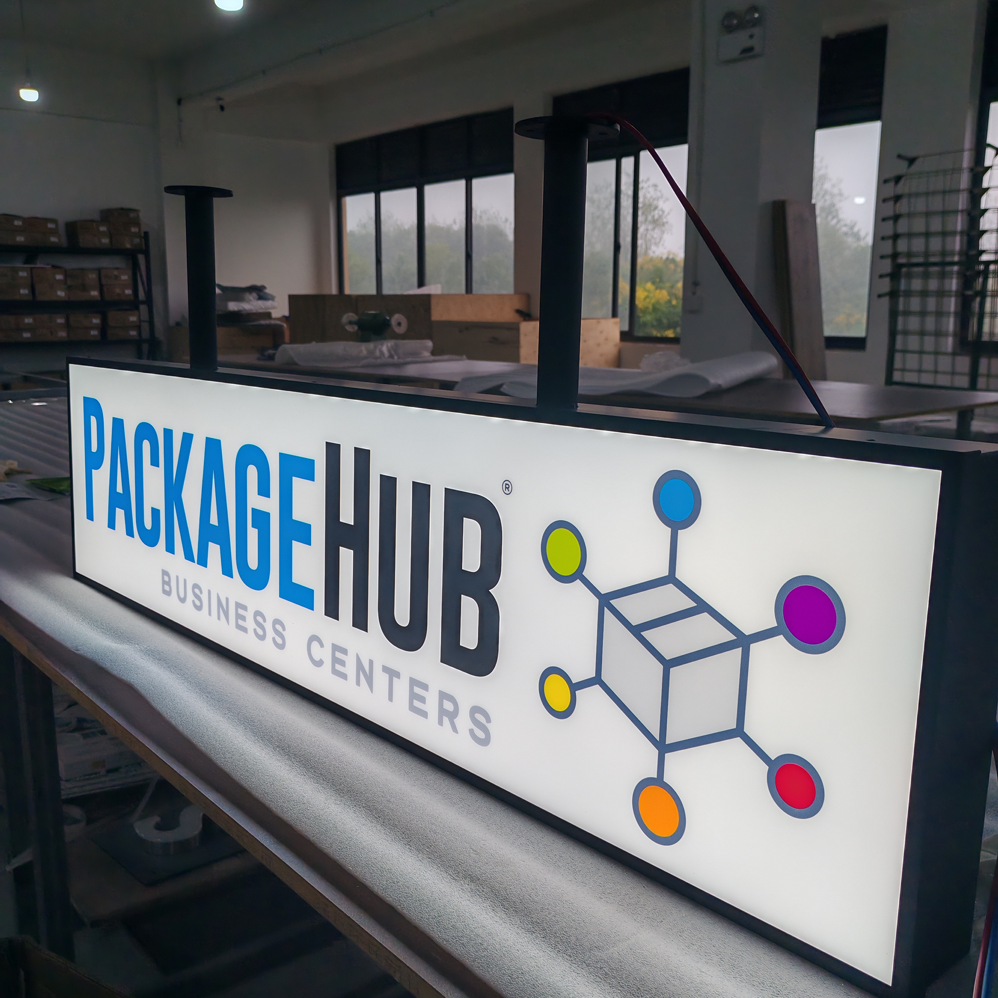 Shop Door Front Hanging Illuminated Signboard Custom Design LED Cabinet Sign Stainless Steel Fabricated Acrylic Light Box