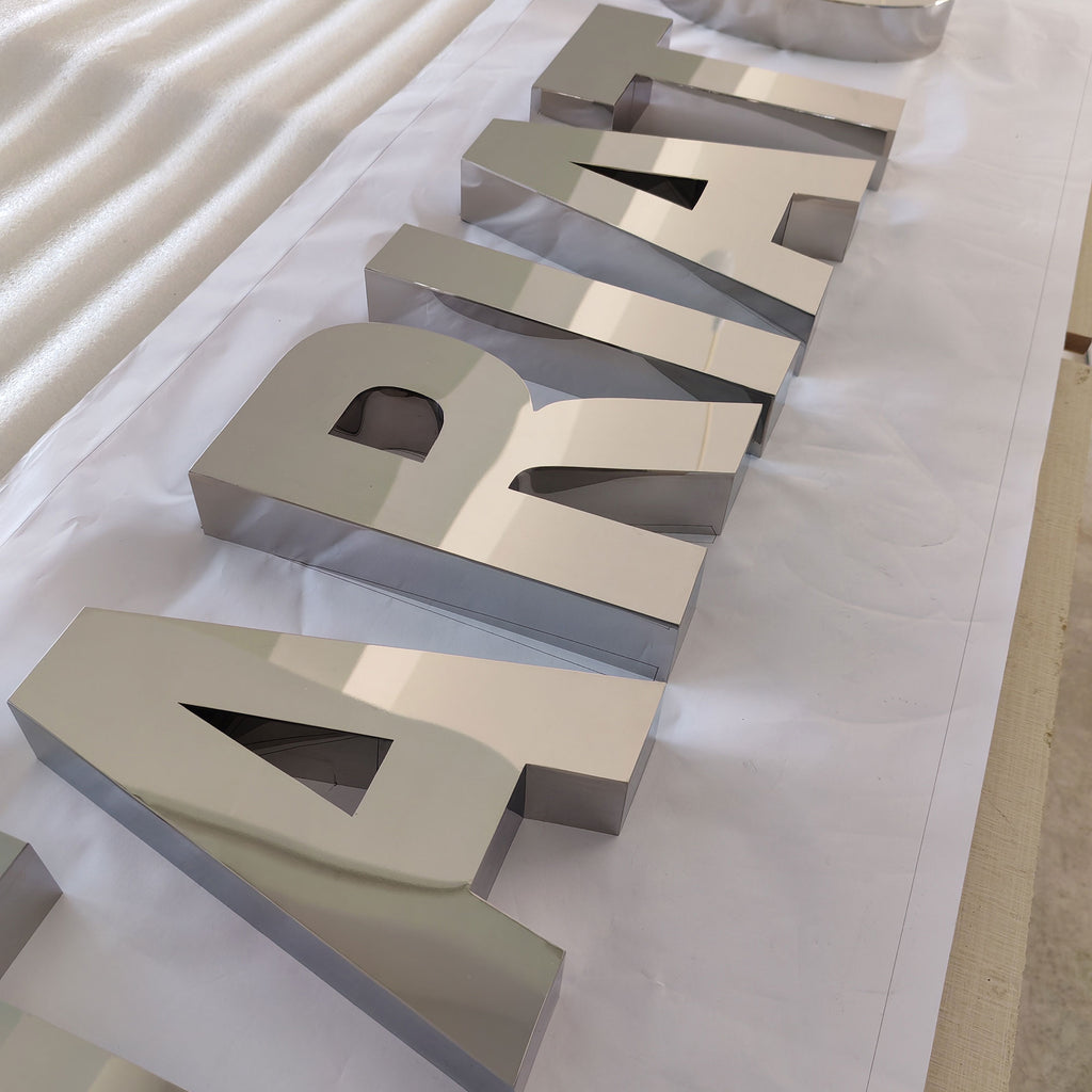 Personalized 3D Metal Letter Signs Custom Business Wall Decor Sign Mirror Face Stainless Steel Channel Letters Signages