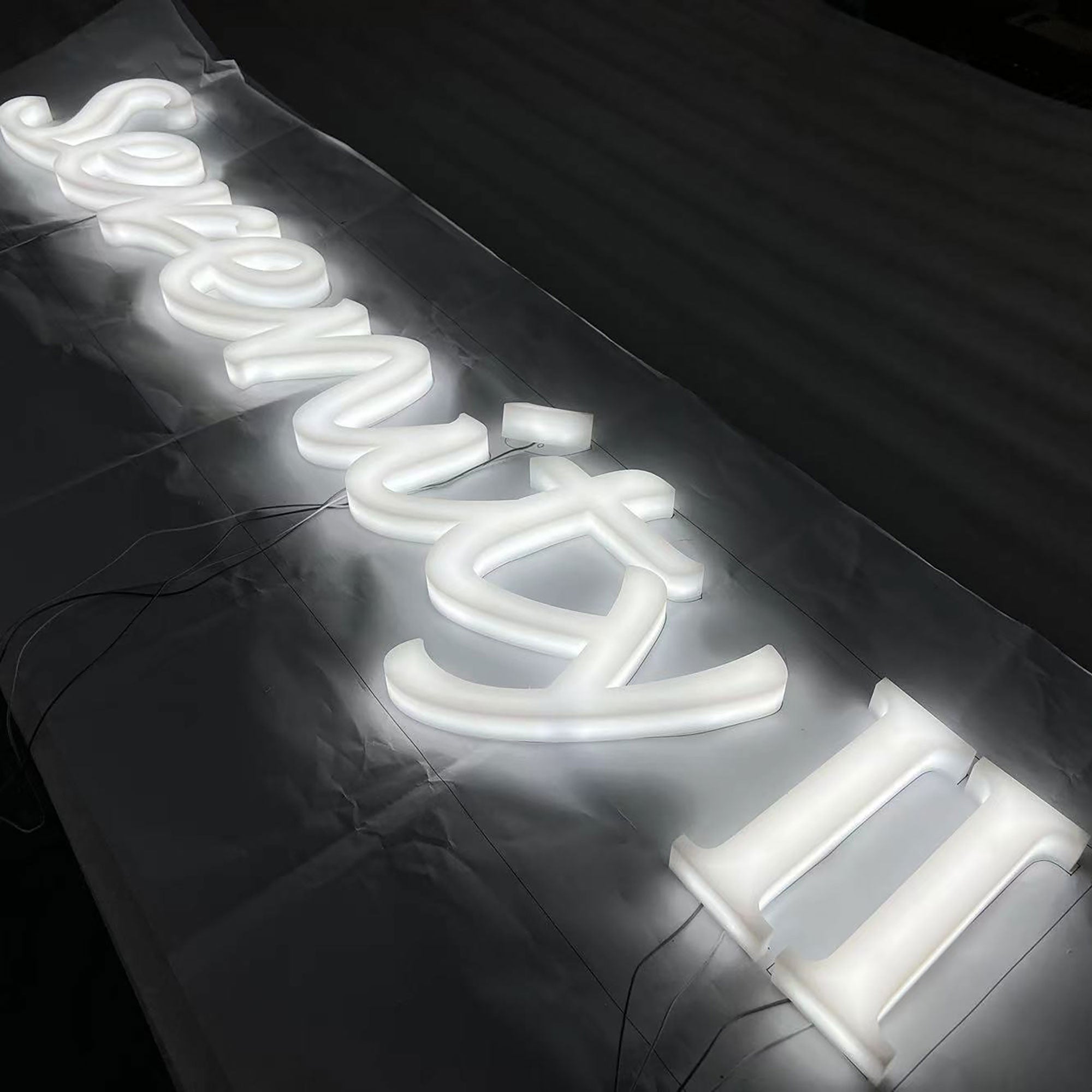 Company Name Sign Personalized Illuminated Acrylic Sign Indoor Led Full Lit 3D Letters Office Wall Sign