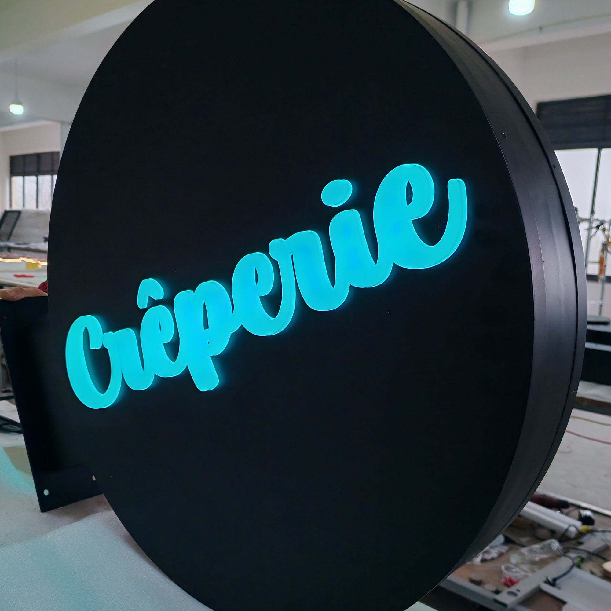 LED RGB outdoor billboard stainless steel double lit lightbox sign custom barber shop wall blade sign