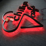 Custom outdoor stainless steel 3d led halo-lit channel letters standing off wall logo sign